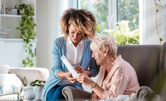 Volunteer with patient